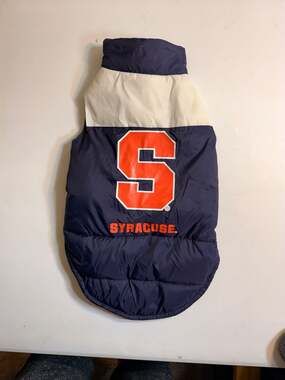 Little Earth Syracuse University Orange Pet Puffer Vest Navy Blue Large NEW